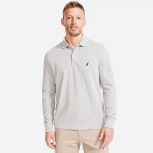 NWT Nautica Classic Fit Long Sleeve Polo Grey size XL
